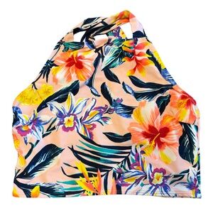 High Nexk Floral Swim Top